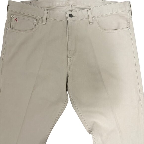 Polo Ralph Lauren Denim Jeans Mens 38 x 32 Beige Slim Fit Straight Leg - Picture 2 of 7